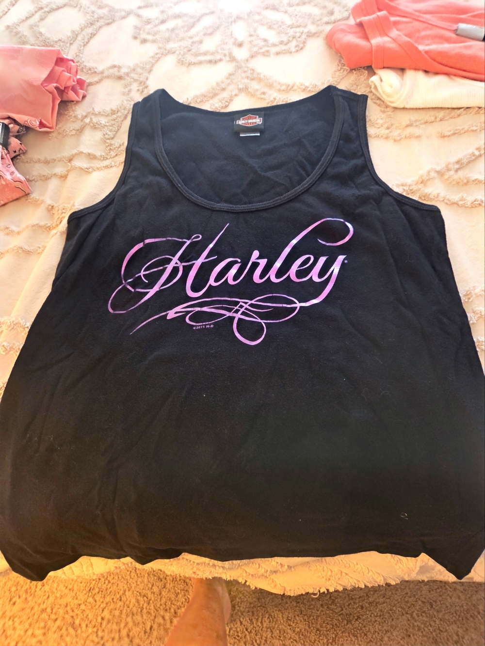Harley-Davidson Black Tank with Purple Script Logo